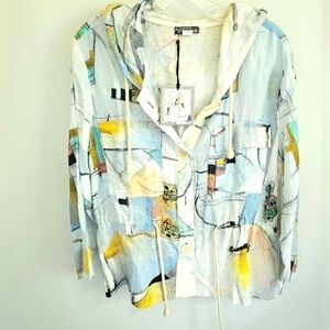 Dolcezza Art Linen Jacket Top NWT Hoodie
